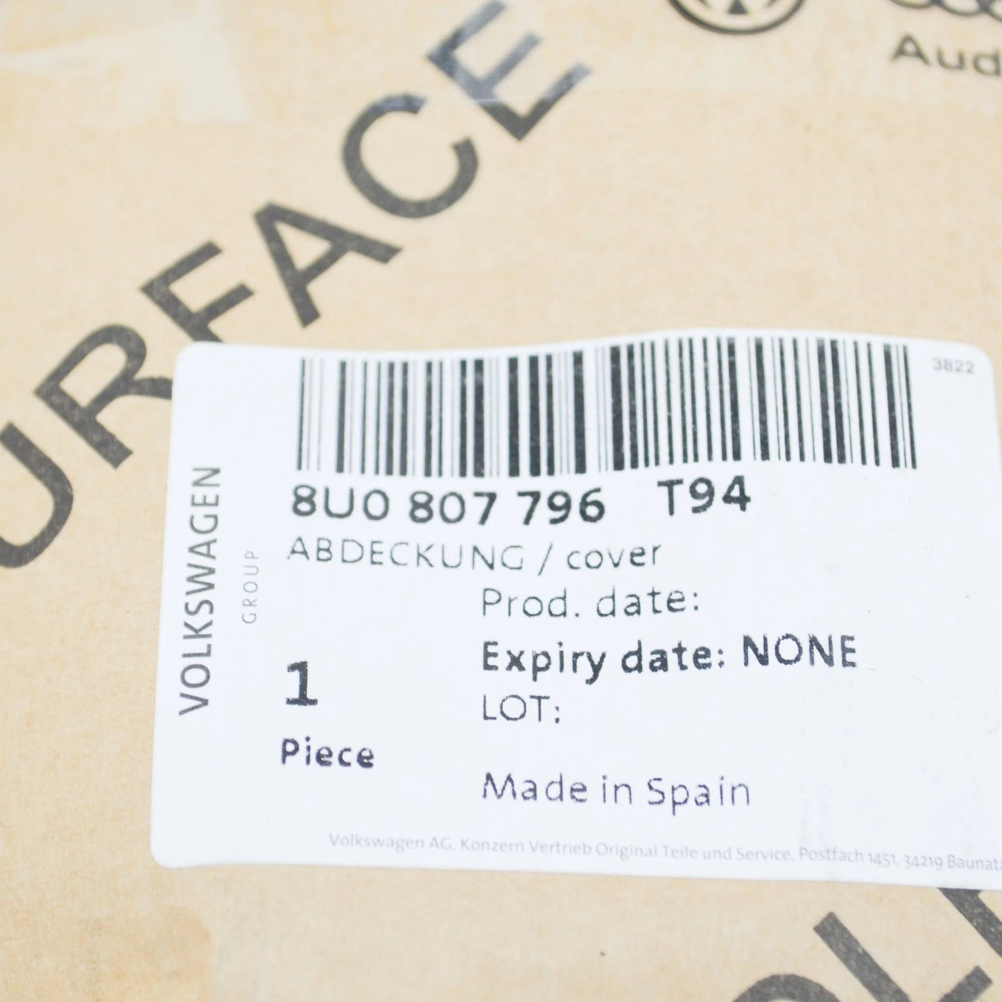 NEW AUDI RS Q3 8U FRONT BUMPER RIGHT COVER 8U0807796T94