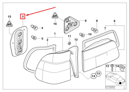 NEW BMW 5 E39 TAIL LIGHT BULB SOCKET 8371324 63218371324 ORIGINAL