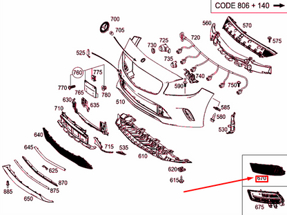NEW MERCEDES-BENZ A W176 FRONT BUMPER LEFT GRILLE COVER A1768853522 ORIGINAL