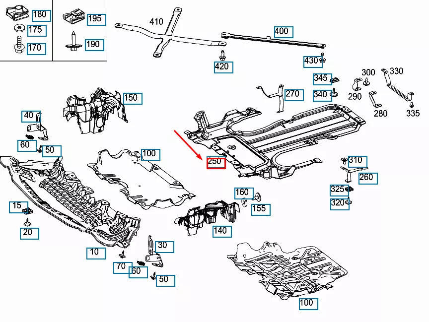 NEW MB C W205 REAR ENGINE COMPARTMENT BOTTOM COVER A2055240630 ORIGINAL
