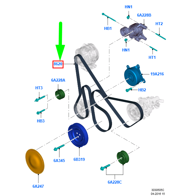 new ford ranger mk3 v-belt 1720652 ab39-6c301-ba original