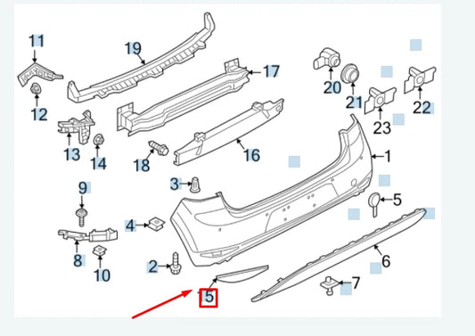 NEW VOLKSWAGEN GOLF MK7 REAR LEFT BUMPER REFLECTOR 5G0945105C ORIGINAL