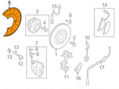 NEW AUDI A3 8P1 FRONT RIGHT BRAKE DISK COVER PLATE 1K0615312C