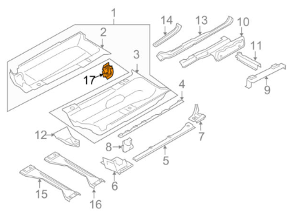 NEW AUDI A3 8P RIGHT FLOOR PAN BRACKET 1K0804332 ORIGINAL
