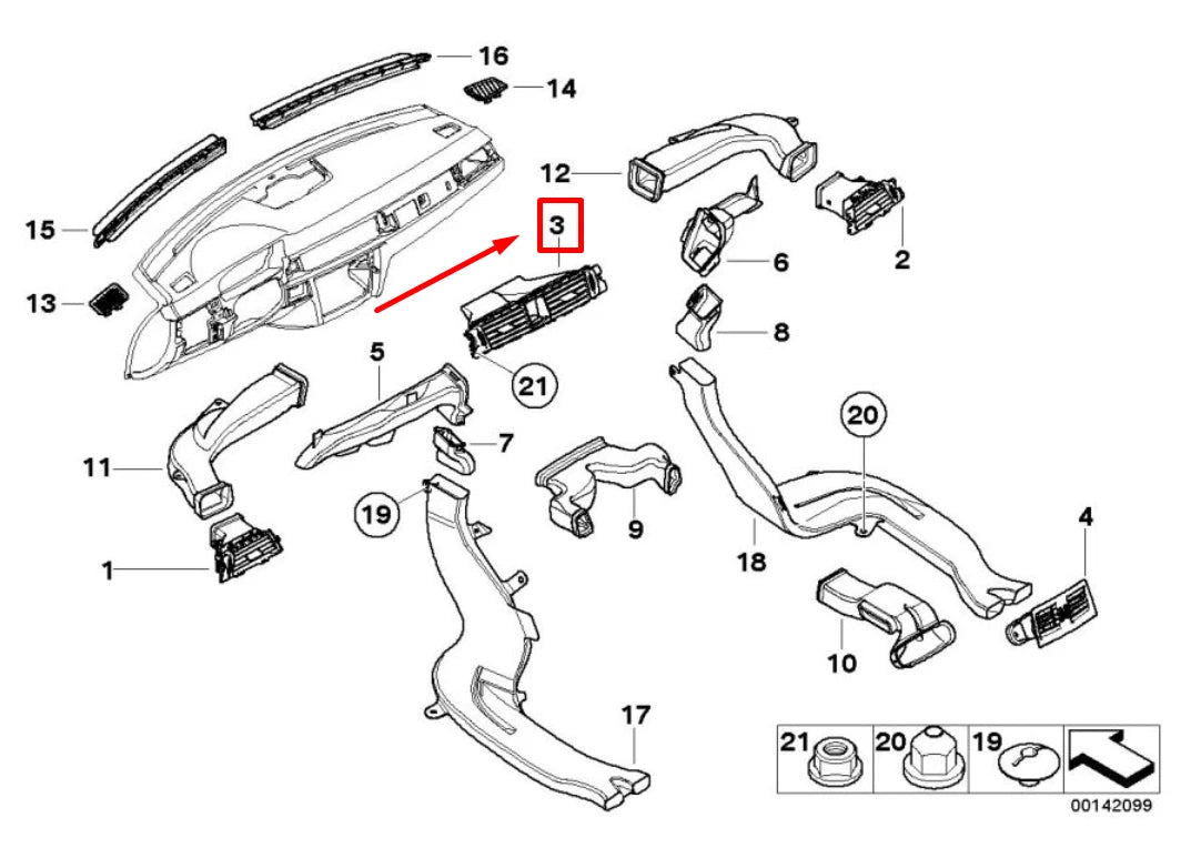 NEW BMW 3 COUPE E92 CENTER DASHBOARD FRESH AIR VENT 64229130463 9130463 ORIGINAL