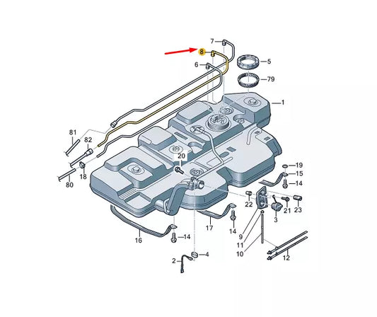 NEW VW TRANSPORTER VI T6 FUEL RETURN LINE 7E0201360B