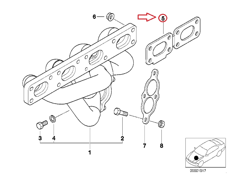 new bmw z3 e36 exhaust manifold gasket seal 11621435366 original