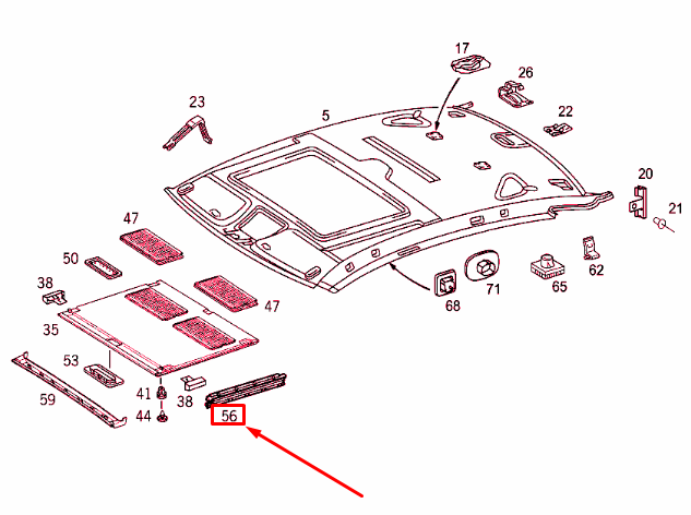 NEW MERCEDES-BENZ E W210 LEFT LATERAL HEADLINER A2107800340 ORIGINAL