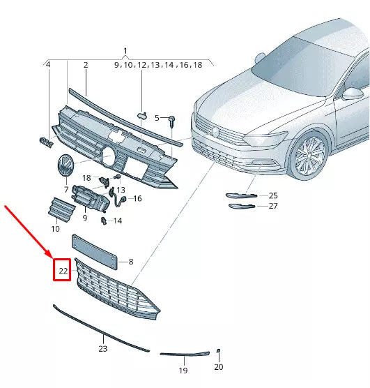 NEW VW PASSAT B8 3G FRONT LOWER VENT GRILLE 3G0853677B 041 3G0853677B041