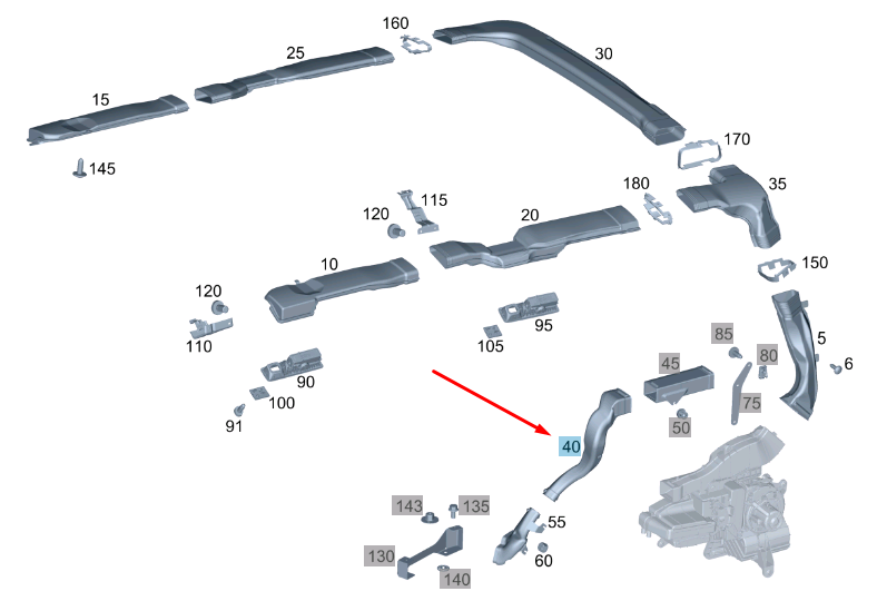 new mercedes-benz vito w447 bottom left rear air duct a4478311745 original