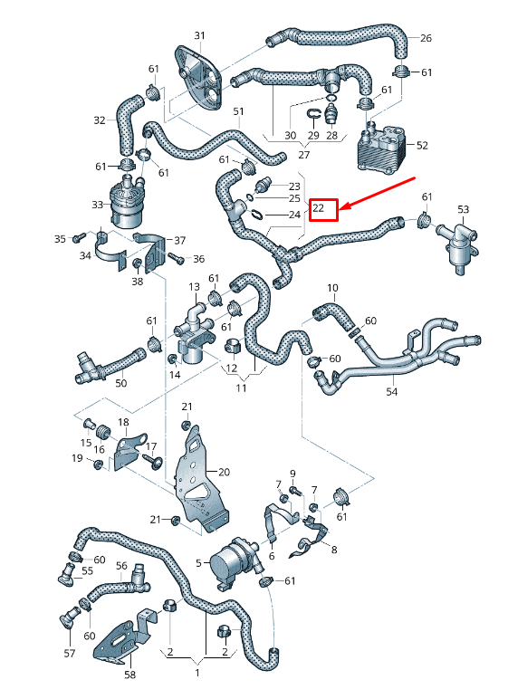 new audi q7 4m engine coolant hose 4m0121036d original