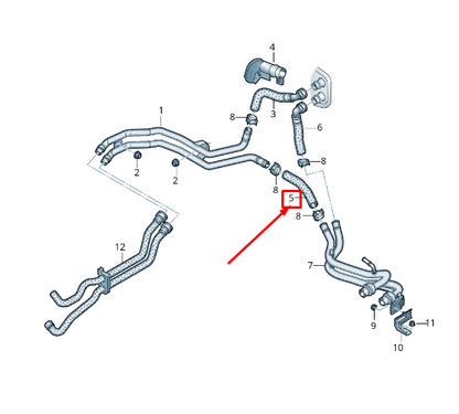 new vw passat b8 3g engine coolant return hose 3q0815369c original