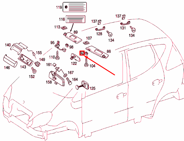 NEW MERCEDES-BENZ A W168 SUN VISOR BEARING CLIP A20281007127101 ORIGINAL