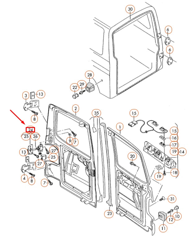 NEW VOLKSWAGEN TRANSPORTER T5 REAR WING DOOR LEFT CATCH 7H0827793G