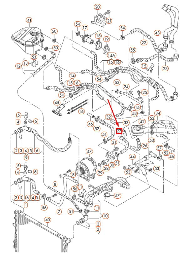 NEW AUDI Q7 4L ENGINE COOLANT HOSE 7L0121156A ORIGINAL