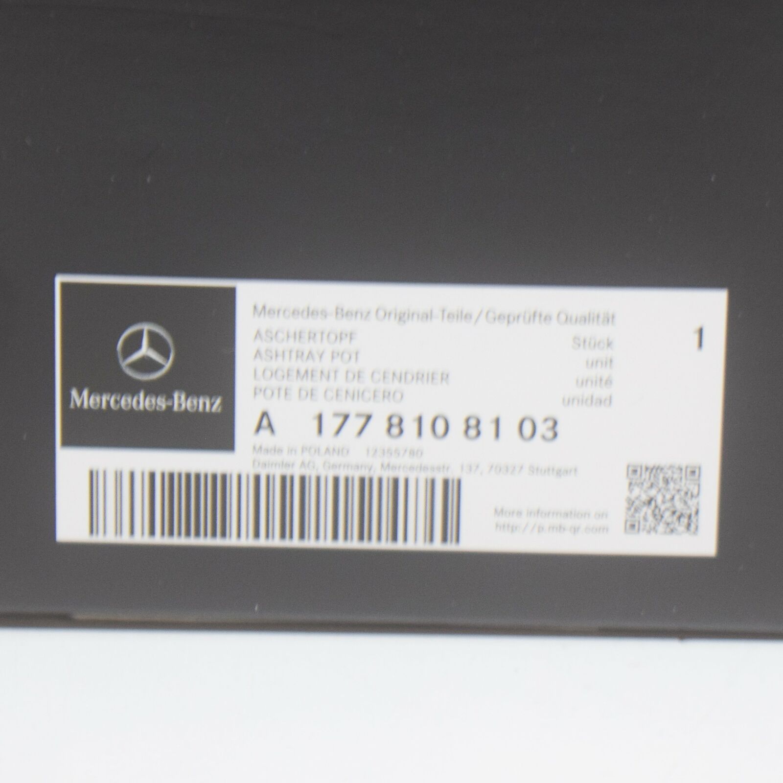 NEW MB A W176 CENTRE CONSOLE CUP HOLDER ASHTRAY INSERT A1778108103 ORIGINAL