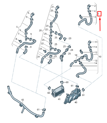 new vw sharan 7n coolant hose with quick release coupling 7n0122073br original