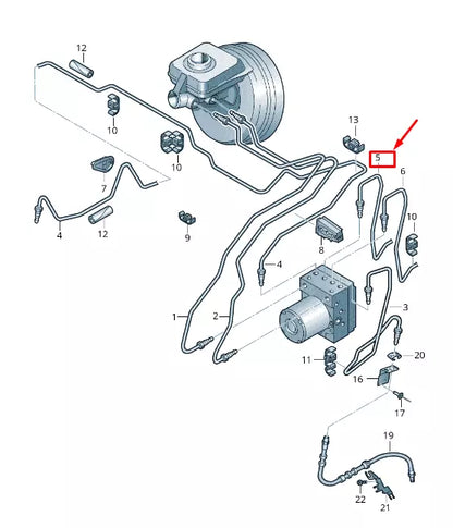 NEW AUDI A5 8T LEFT BRAKE PIPE FROM HYDRAULICS TO BRAKE HOSE 8T0614725P