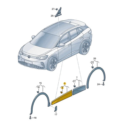 NEW VW ID.4 E21 FRONT LEFT DOOR LOWER MOLDING 11A8549399B9 ORIGINAL