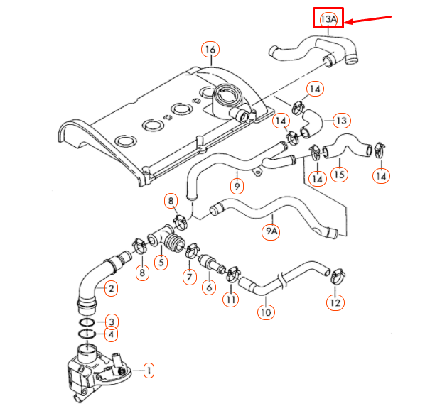 new audi a3 8l breather vent hose 06a103221bh original