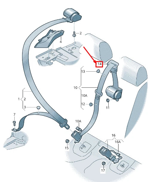 NEW AUDI RS3 REAR CENTER SEAT BELT GUIDE 8V0857763BEP5