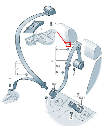 NEW AUDI RS3 REAR CENTER SEAT BELT GUIDE 8V0857763BEP5