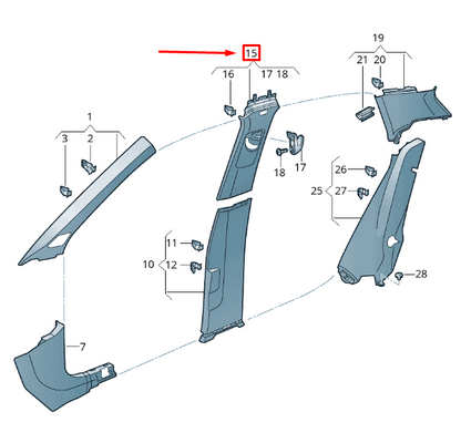 new volkswagen t-roc a11 right upper b-pillar trim 2ga867244ts4 original