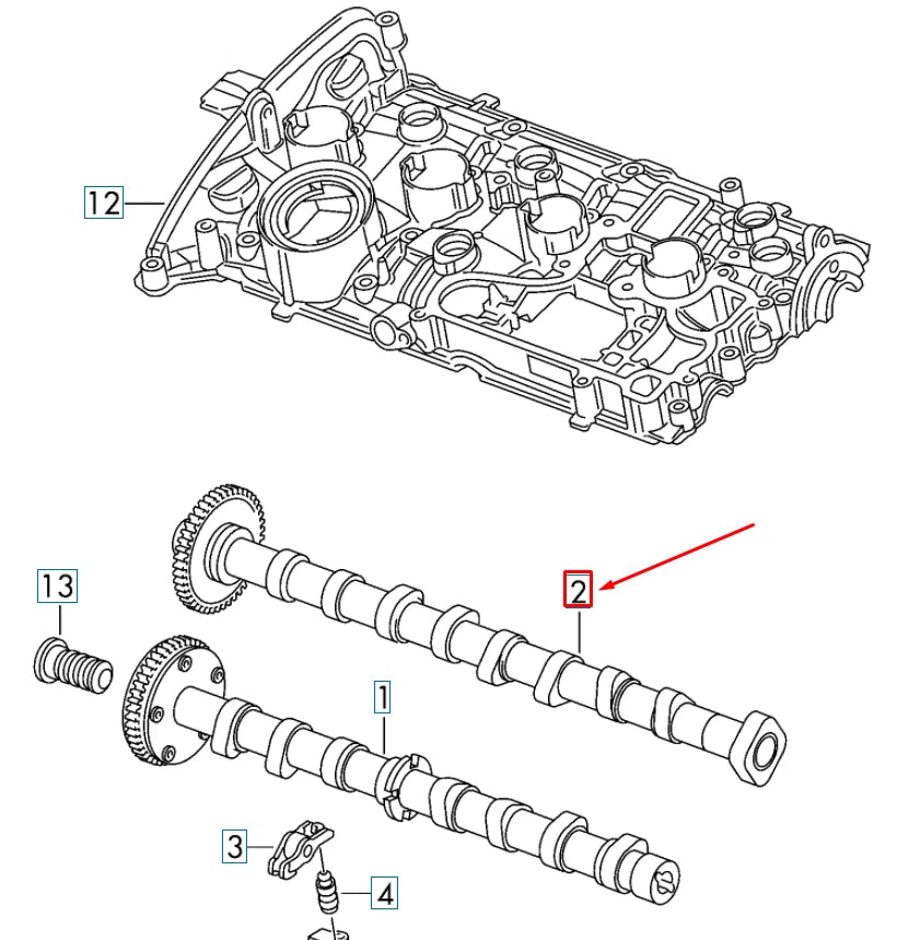 NEW VOLKSWAGEN PASSAT B8 OUTLET EXHAUST CAMSHAFT 06K109022BB ORIGINAL