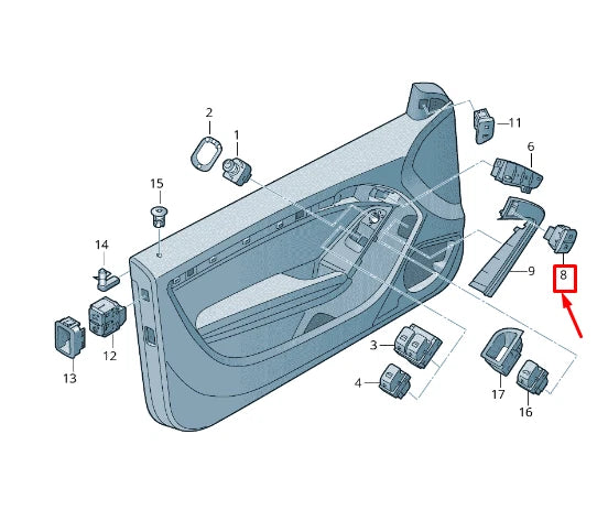 NEW AUDI A5 8T FRONT LEFT DOOR CENTRAL LOCKING SWITCH 8T1962107AV10 ORIGINAL