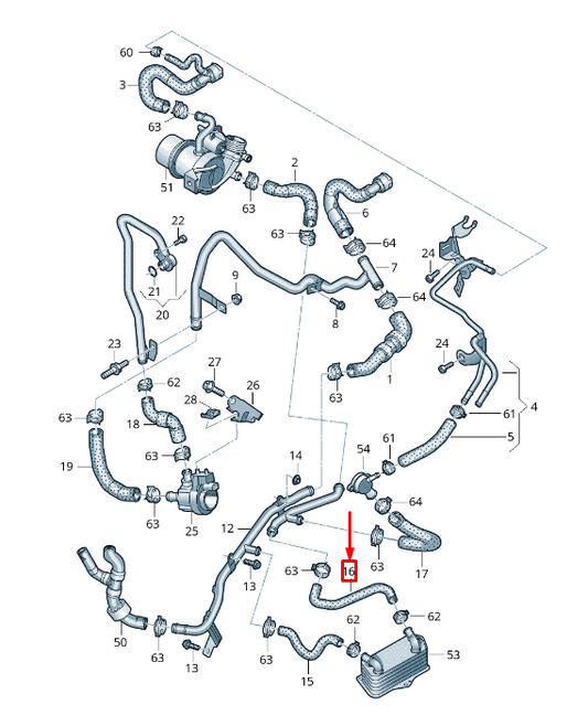 new vw touran 5t engine coolant water hose 5q0122096t original