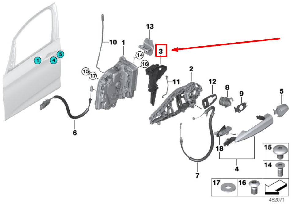 new bmw f46 front door system latch function carrier 51217316364 7316364