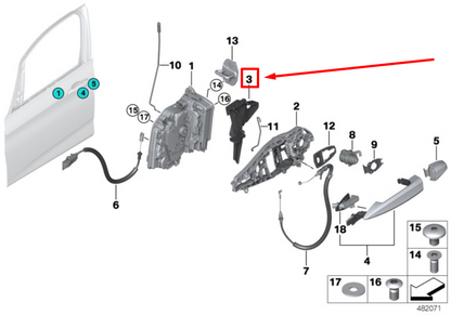 new bmw f46 front door system latch function carrier 51217316364 7316364