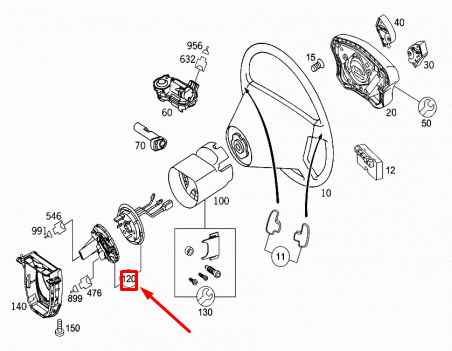 NEW MB CLK C209 STEERING CONTACT SPIRAL WITH ANGLE SENSOR A2094640018 ORIGINAL