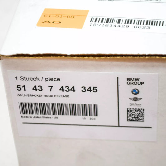 NEW BMW X5 G05 FRONT BONNET HOOD RELEASE HANDLE BRACKET 51437434345 ORIGINAL