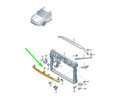 NEW VW GOLF MK7 RADIATOR SUPPORT FRONT CENTER GUIDE SECTION 5G0805705M
