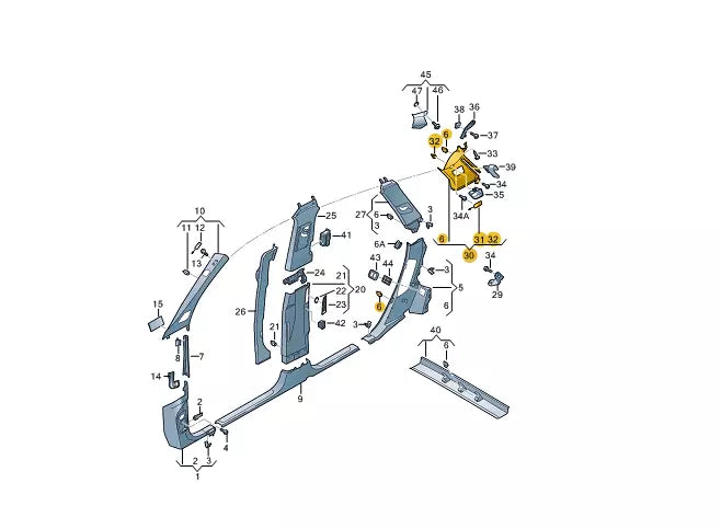 NEW AUDI Q7 4M REAR LEFT D-PILLAR TRIM 4M0867245BK23 ORIGINAL
