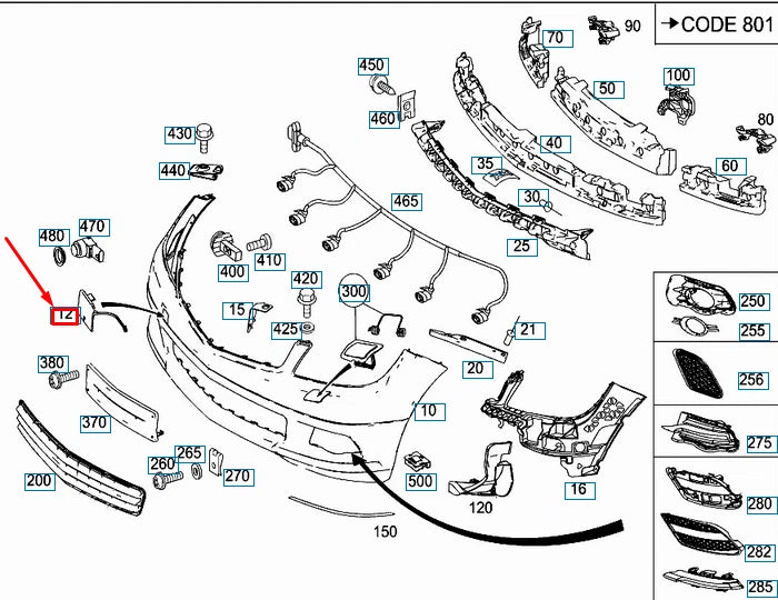 NEW MERCEDES-BENZ C W204 AMG FRONT BUMPER TOW EYE COVER A20488500269999