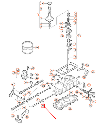 new audi a3 8l selector mechanism cable 1j0711266e original