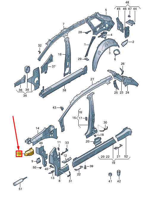 new audi q4 e-tron front right upper door hinge reinforcement 11a809624 original