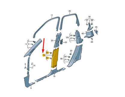 NEW VW TOUAREG CR MK3 LEFT SIDE B PILLAR LOWER TRIM 760867291C2TY ORIGINAL
