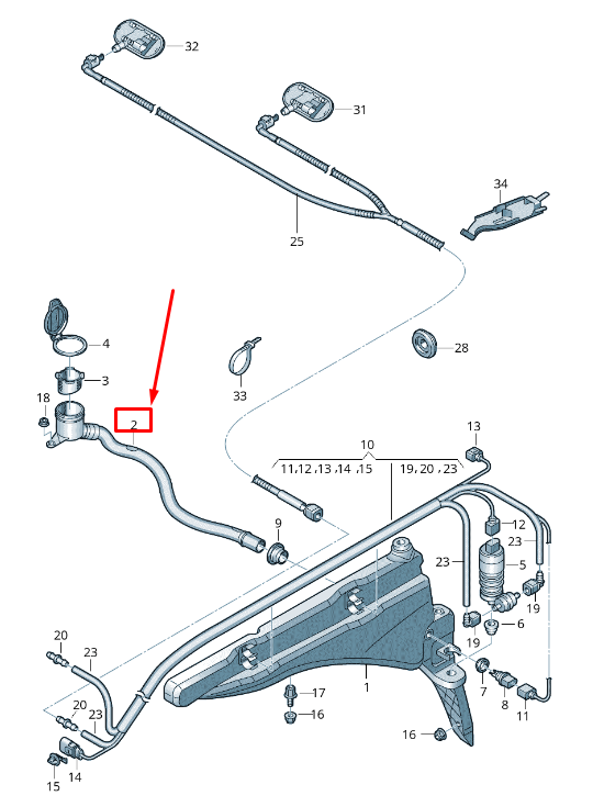 NEW AUDI RS3 WINDSHIELD WASHER RESERVOIR FILLER NECK 8V0955463B ORIGINAL