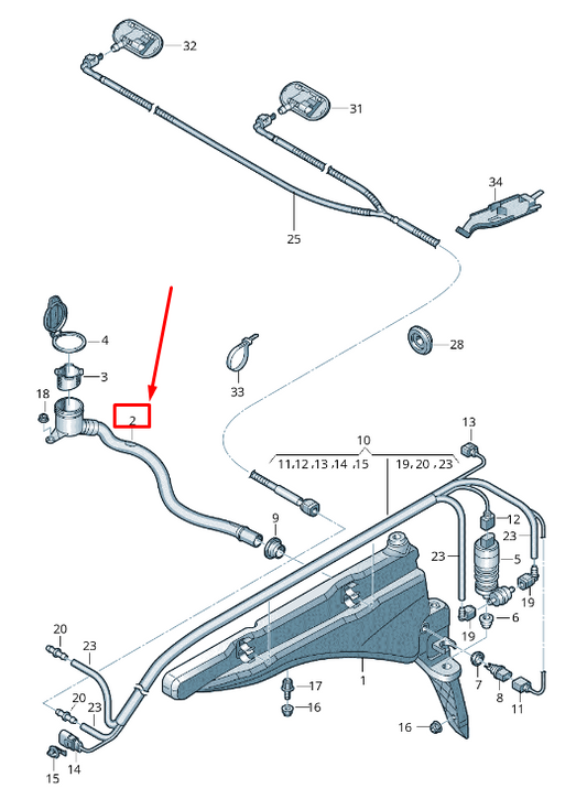 NEW AUDI RS3 WINDSHIELD WASHER RESERVOIR FILLER NECK 8V0955463B ORIGINAL