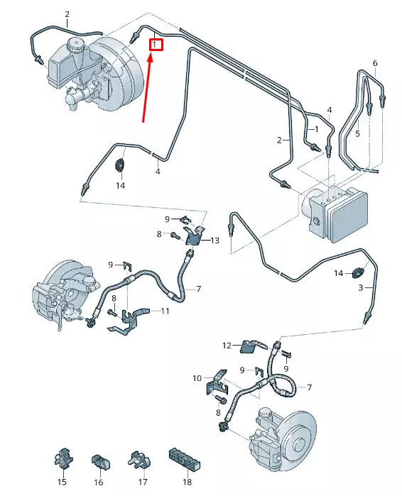 NEW VOLKSWAGEN TIGUAN AD1 BRAKE LINE 5QN614739C