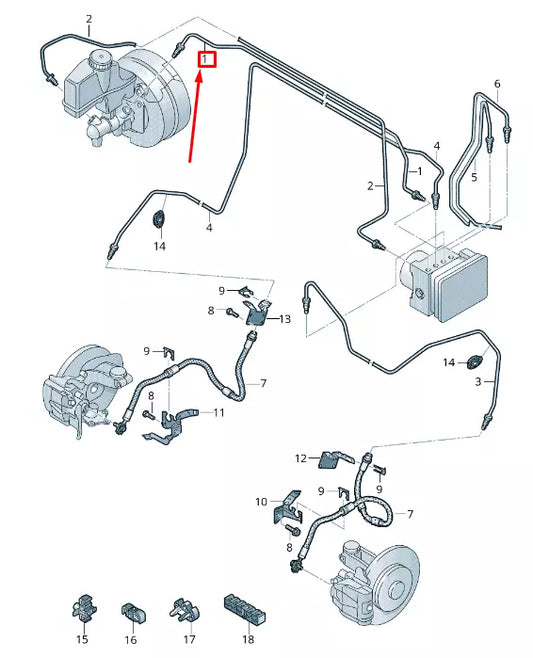 NEW VOLKSWAGEN TIGUAN AD1 BRAKE LINE 5QN614739C