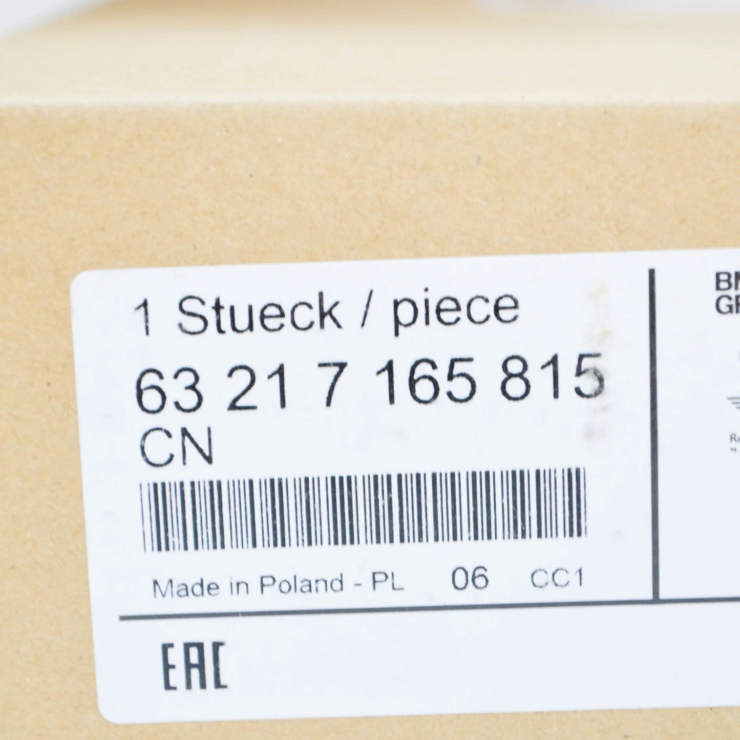 NEW BMW 6 CONVERTIBLE E64 REAR BUMPER LEFT TAIL LIGHT 63217165815 ORIGINAL