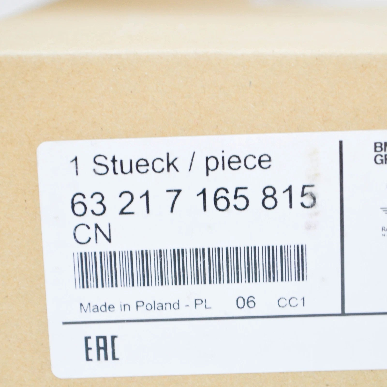 NEW BMW 6 CONVERTIBLE E64 REAR BUMPER LEFT TAIL LIGHT 63217165815 ORIGINAL