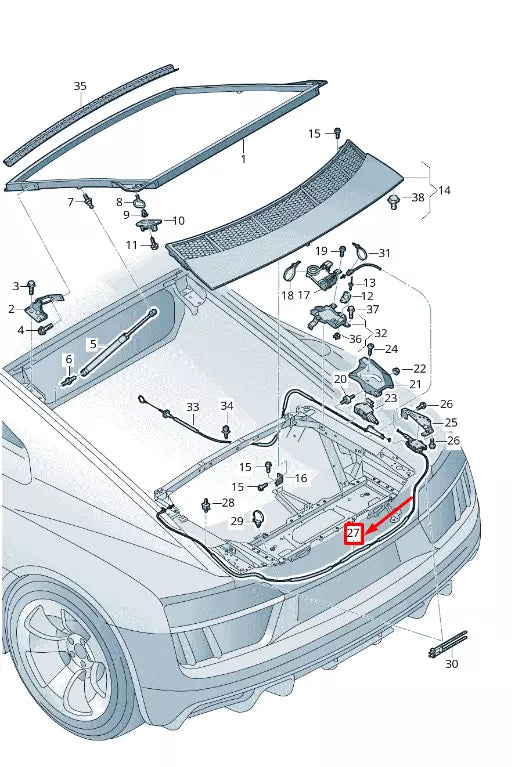 NEW AUDI R8 4S REAR LID BOWDEN CABLE 4S8827540C