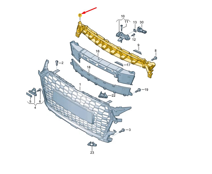 NEW AUDI TT FV RADIATOR GRILLE CENTER COVER 8S0853037E ORIGINAL