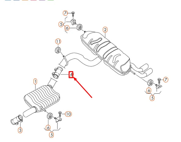 NEW AUDI A3 8V EXHAUST PIPE DUAL CLIP 5Q0253141 ORIGINAL