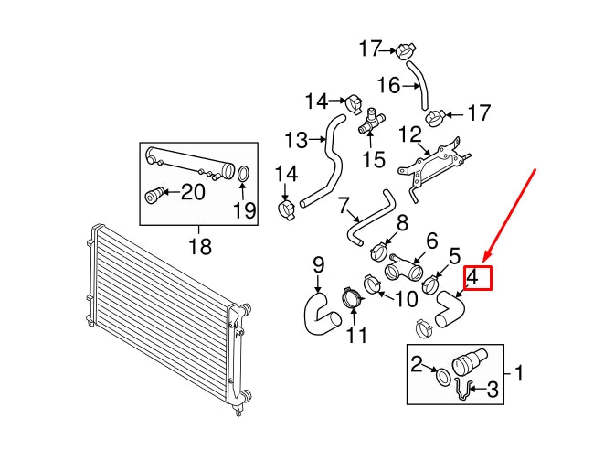 NEW AUDI A3 SPORTBACK 8P UPPER RADIATOR HOSE 1K0121101P ORIGINAL